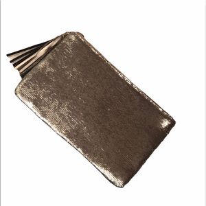 silver sequin clutch handbag